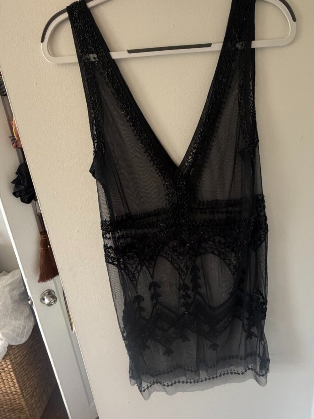 Urban Outfitters Black Beaded Beach Cover-Up